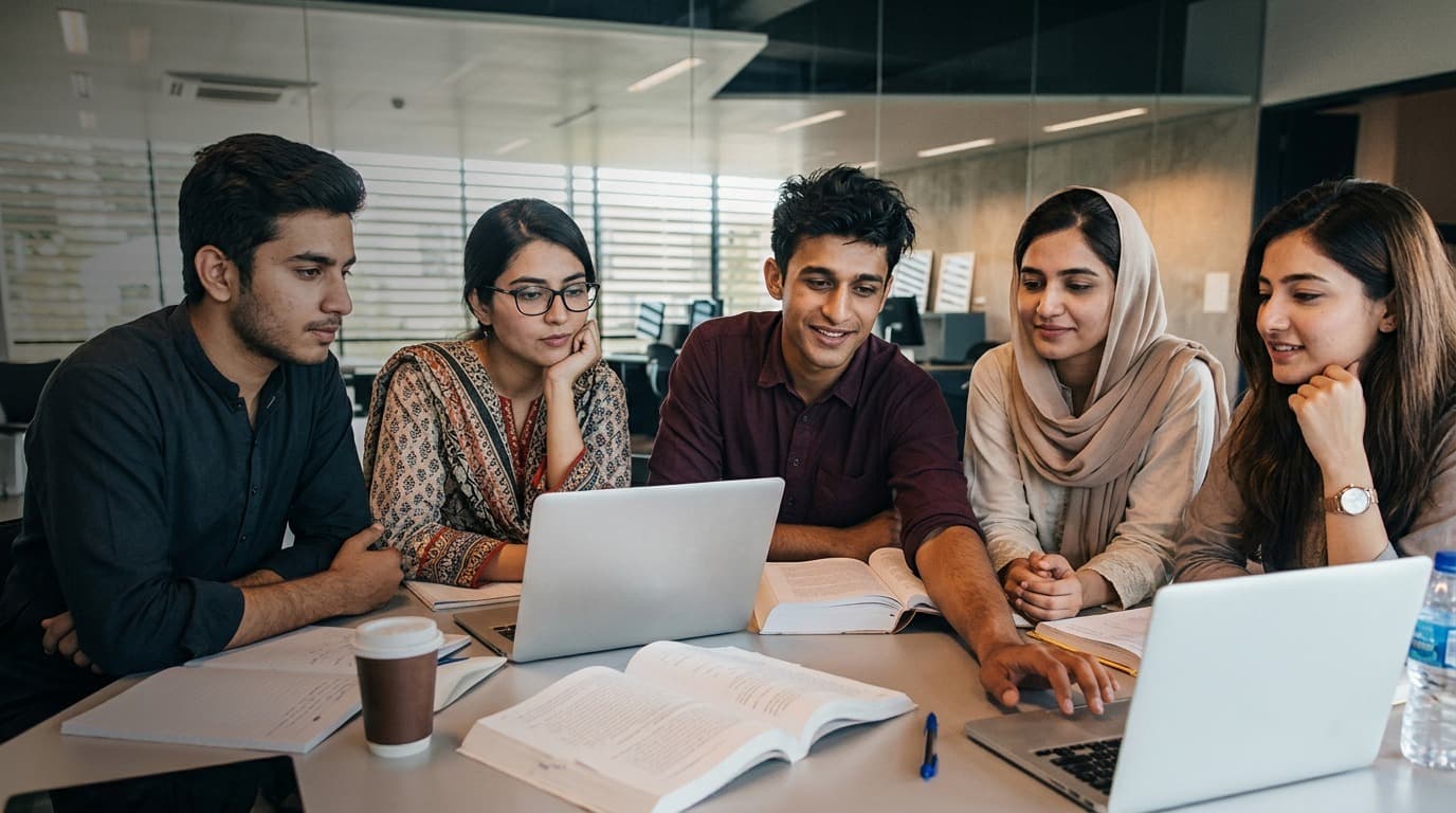 International Students studying together