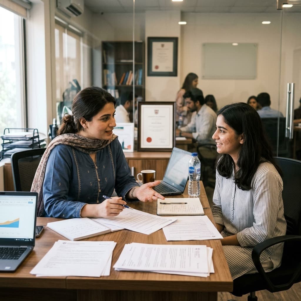 Professional consultant with student